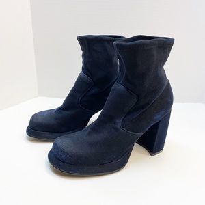 9&co Platform Sock Boots Blue Black Metallic 90s Y2K Vintage Size 9.5